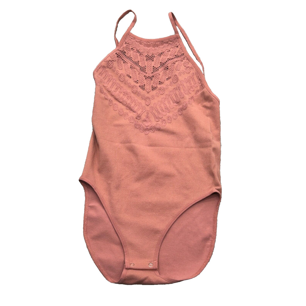 Free People Intimately Solstice Bodysuit Sleeveless Seamless Lace Peach XS/S NEW